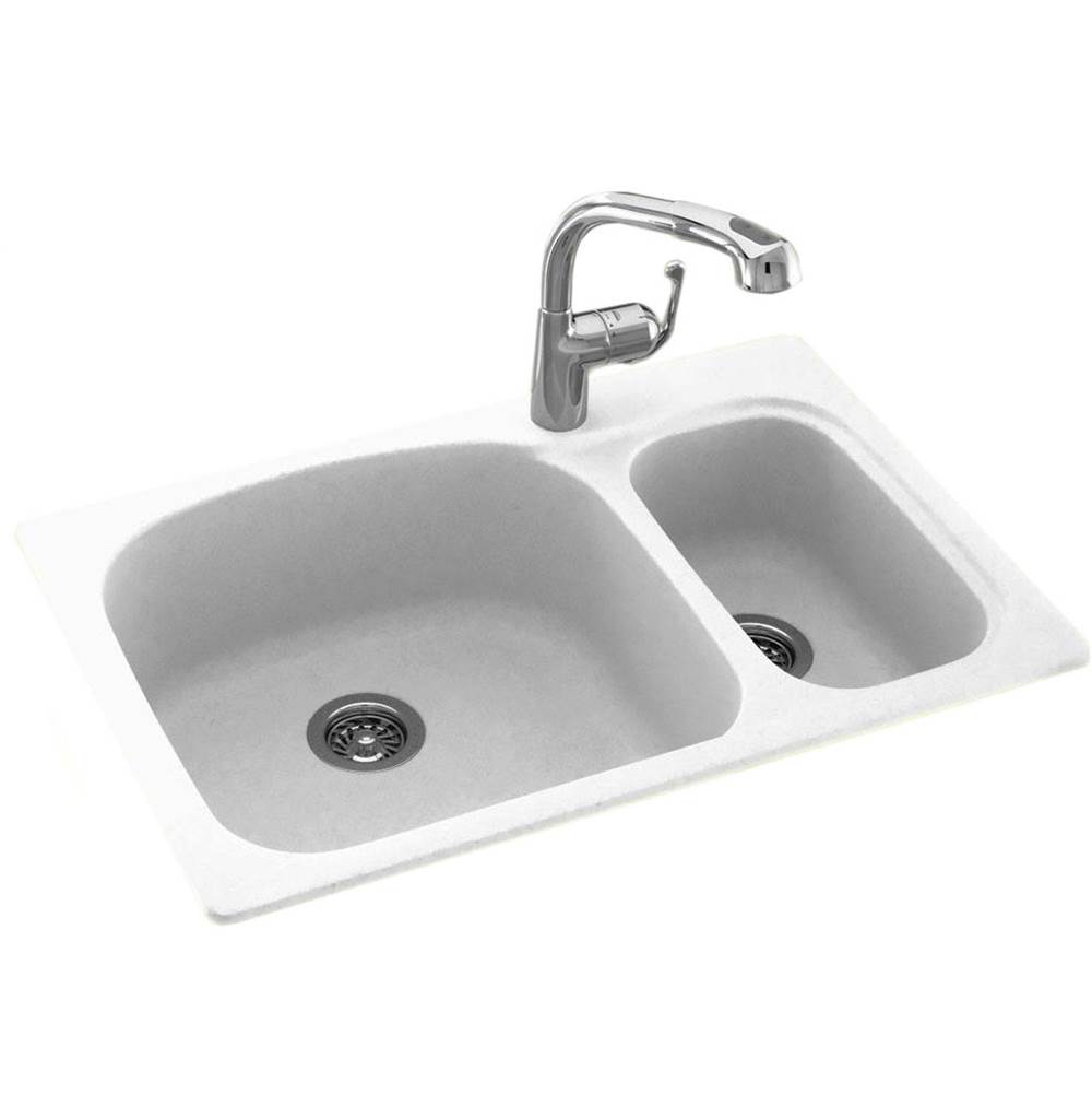 Swan KSLS-3322 22 x 33 Swanstone® Dual Mount Double Bowl Sink in Ice