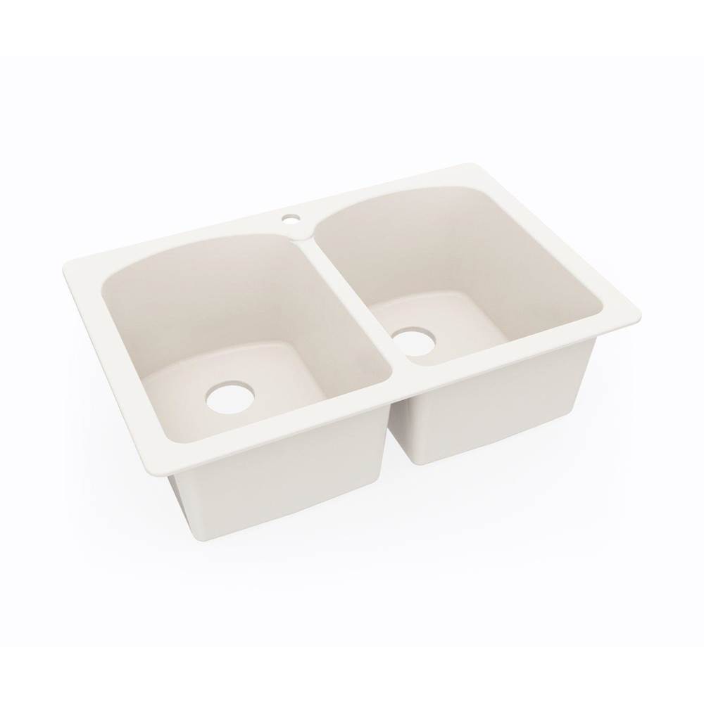 Swan KSLB-3322 22 x 33 Swanstone® Dual Mount Double Bowl Sink in Bisque