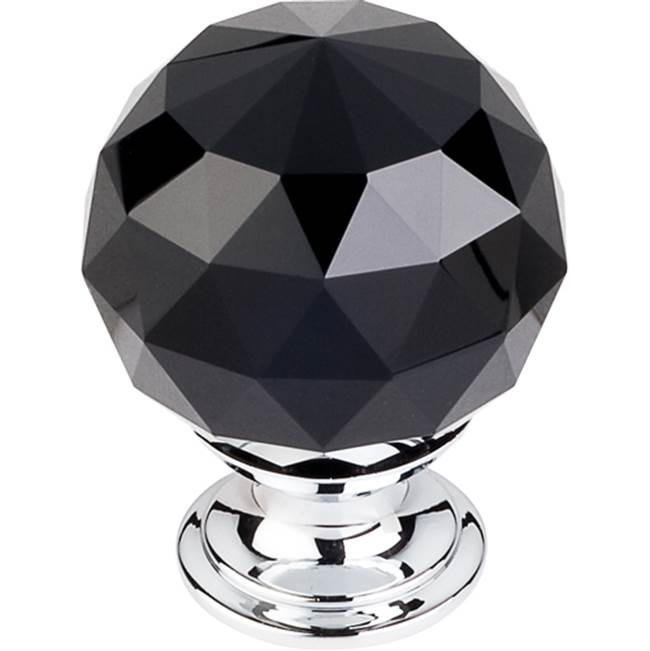 Top Knobs Black Crystal Knob 1 3/8 Inch Polished Chrome Base