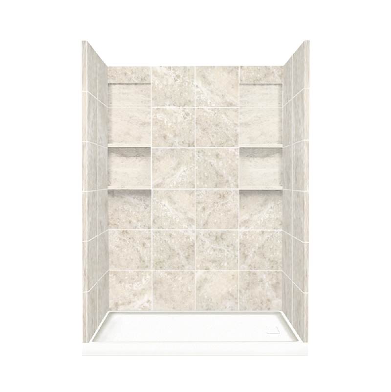 Transolid 32'' x 60'' x 83'' Solid Surface Right-Hand Alcove Shower Kit in Silver Mocha
