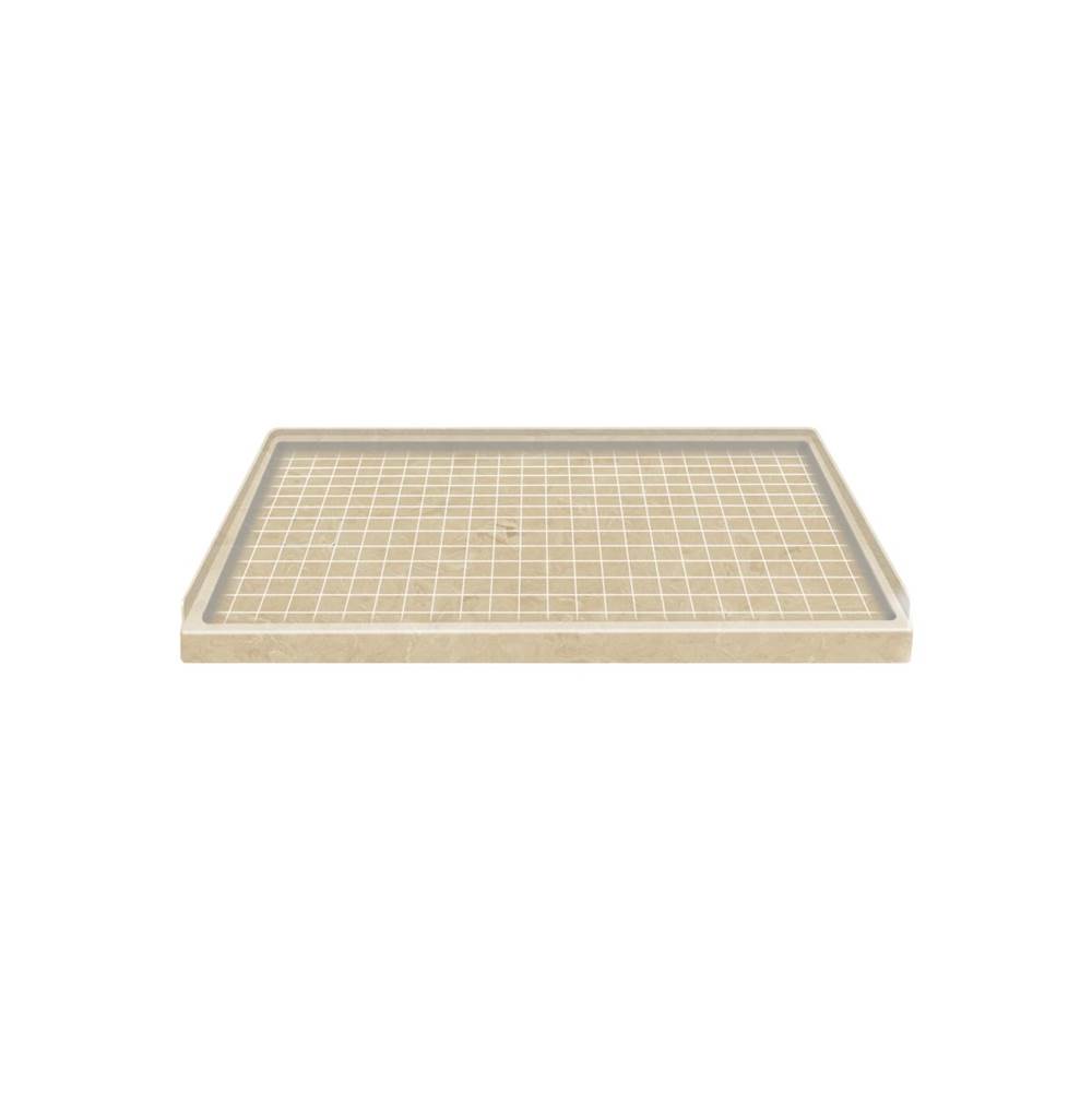 Transolid 60'' x 32'' Solid Surface Left-Hand Shower Base in Almond Sky