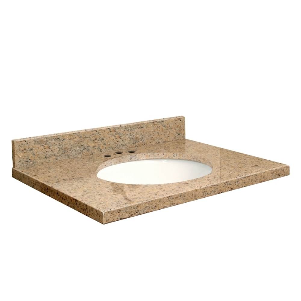 Transolid Granite 49-in x 22-in Bathroom Vanity Top with Eased Edge, 8-in Contour, and White Bowl in Giallo Veneziano Top, White Bowl