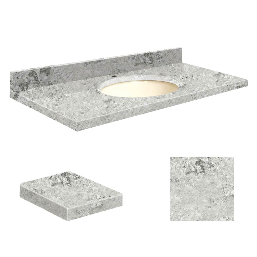 Transolid Quartz 37-in x 22-in Bathroom Vanity Top with Eased Edge, Single Faucet Hole, and Biscuit Bowl in Winter Wonder Top, Biscuit Bowl