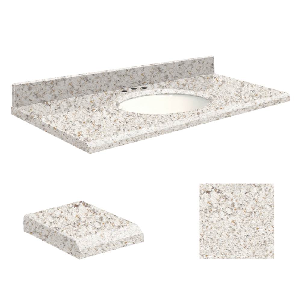 Transolid Quartz 49-in x 22-in Bathroom Vanity Top with Beveled Edge, 8-in Contour, and White Bowl in Almond Delite Top, White Bowl