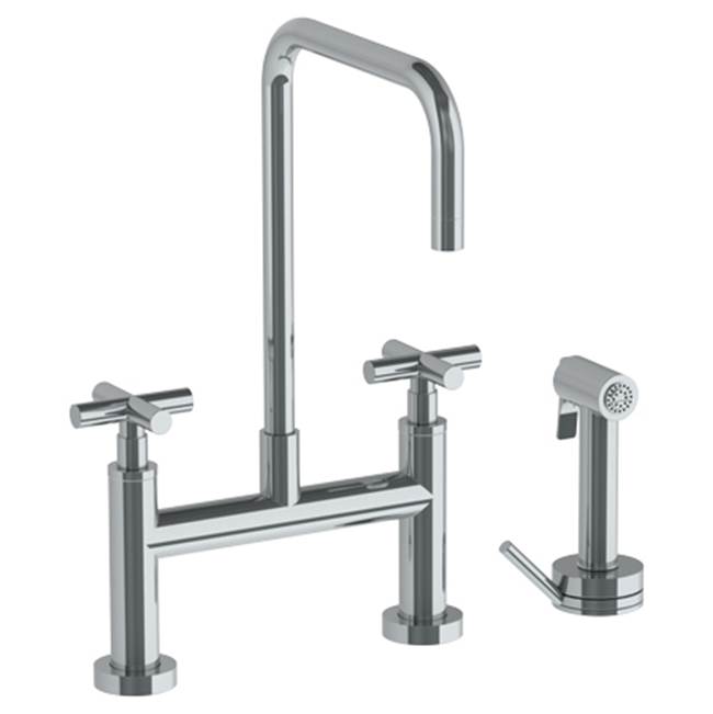 Watermark Deck Mounted Bridge Square Top Kitchen Faucet with Independent Side Spray