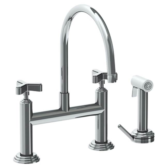 Watermark Deck Mounted Bridge Kitchen Faucet with Independent Side Spray